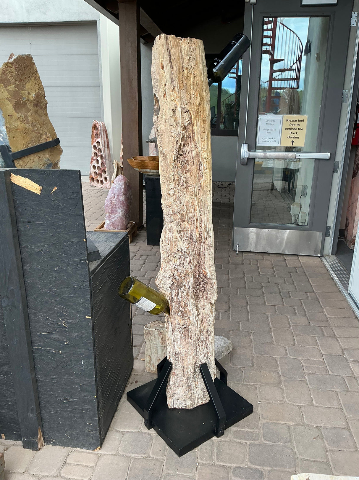 Madagascar Petrified Wood Log Wine Holder with 9 Holes