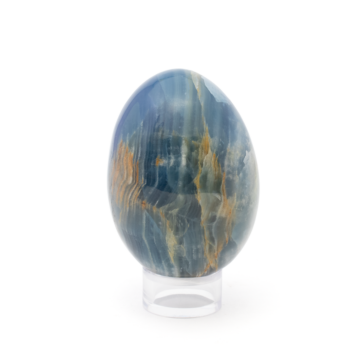 A+ Argentinian Blue Calcite Egg with Lucite Ring Stand