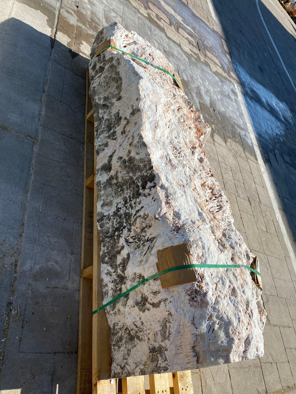 Zebra Fossil Onyx Pillar Fountain - 2 Hole End Cut With Single Cut Side