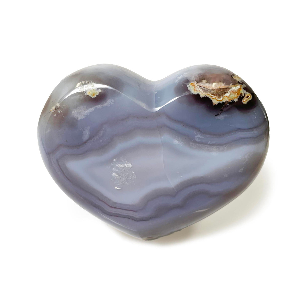 Agate Druze Heart on Lucite Stand