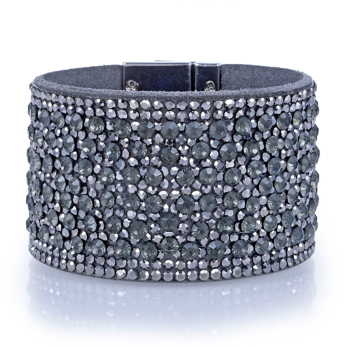 Wide Crystal Wrap Bracelet - Green with Magnetic Clasp