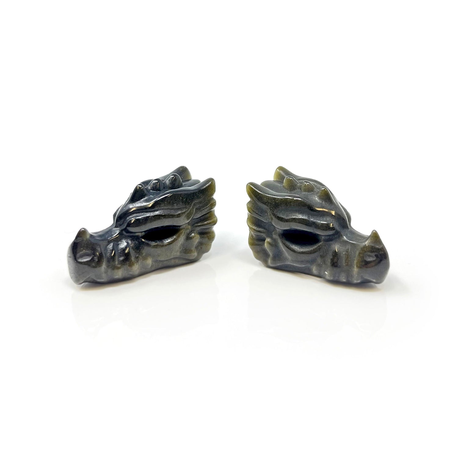 Silver Sheen Obsidian Dragon Skull Carving (Sold in Singles)