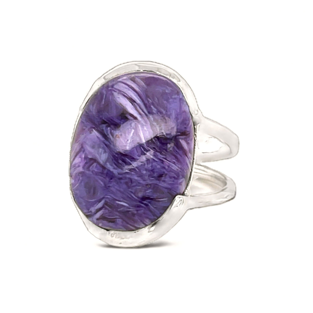 Charoite Ring Size 8 -Oval Set in Open Bezel