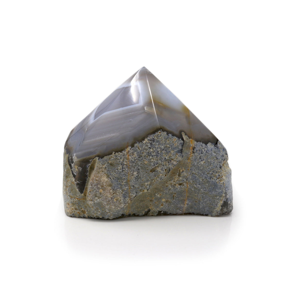 Agate Cut Point - Gray Agate with White Outlined Circles from Brazil