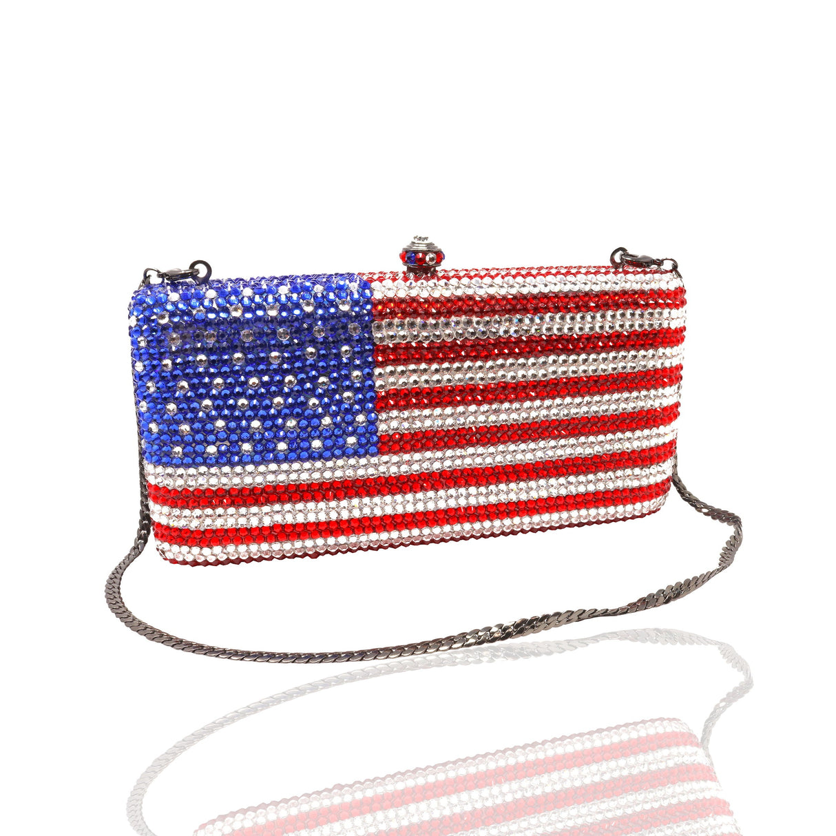 American Flag Crystal Purse with Chain