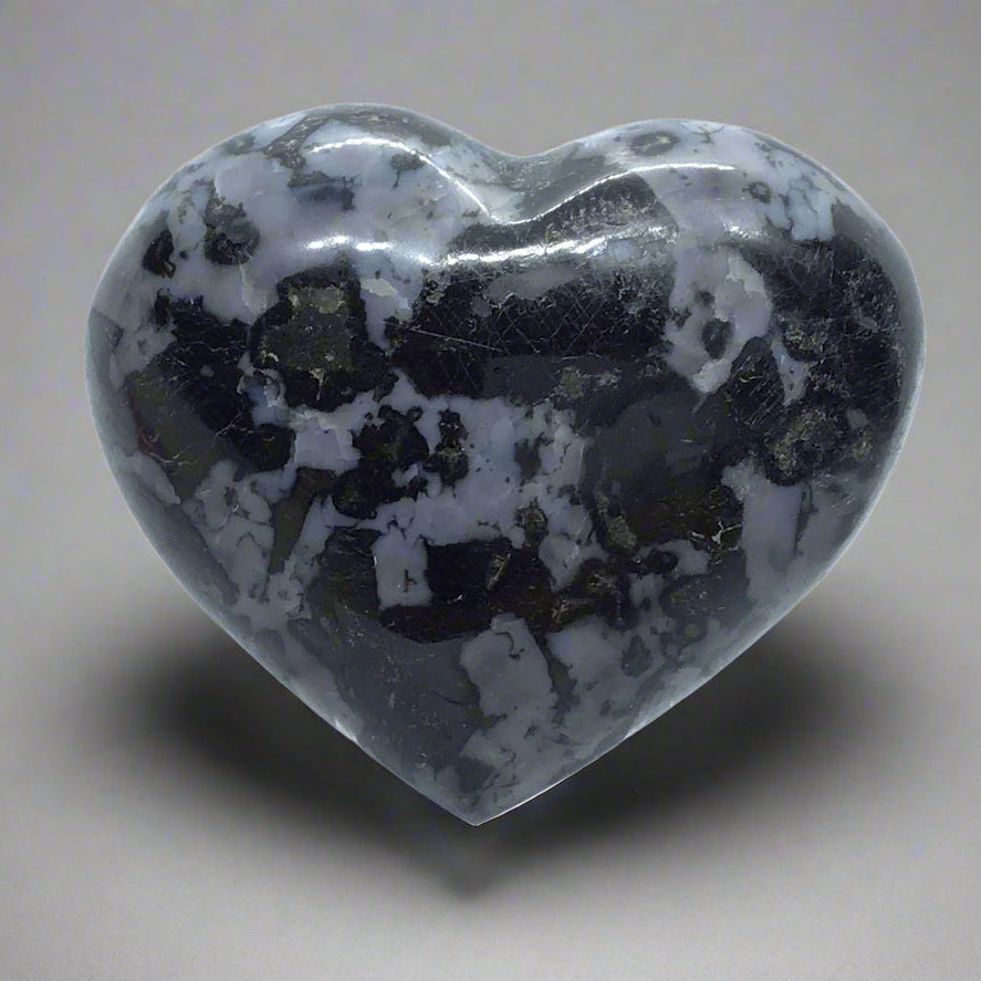 Indigo Gabbro Heart aka Mystic Merlinite on Lucite Stand