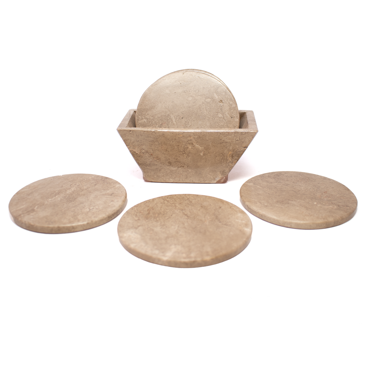 Cafe Travertine Coasters - Set of 6 with Holder - Rounds