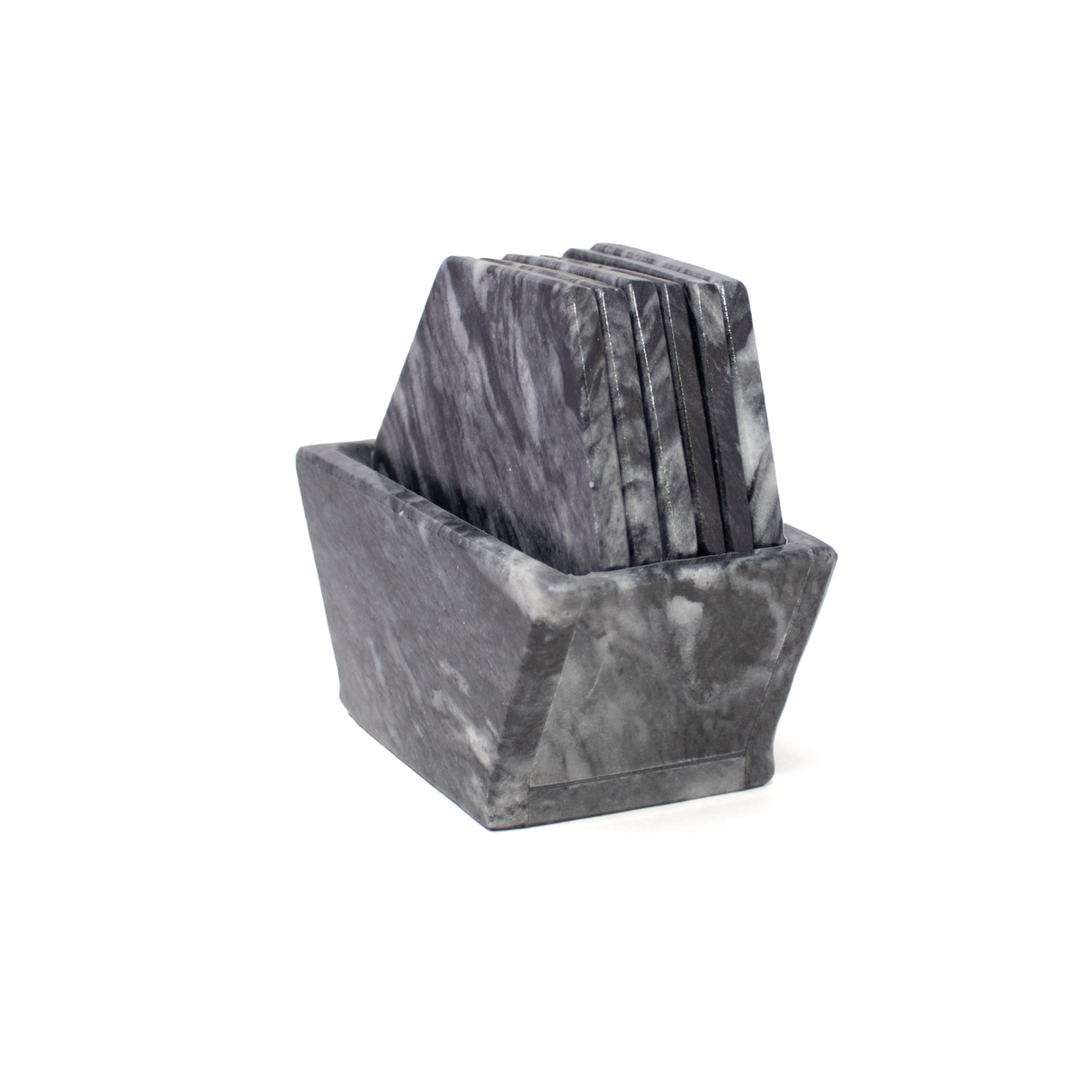 Gray Marble Coasters - Set of 6 with Holder - Hexagons