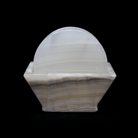 View of Banded Pearlescent Onyx Coasters - Set of 6 with Holder - Rounds