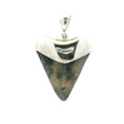 View of Fossilized Shark Tooth Pendant - Brown & Gray Mottled Tooth Lantern Set in 925 Sterling Silver