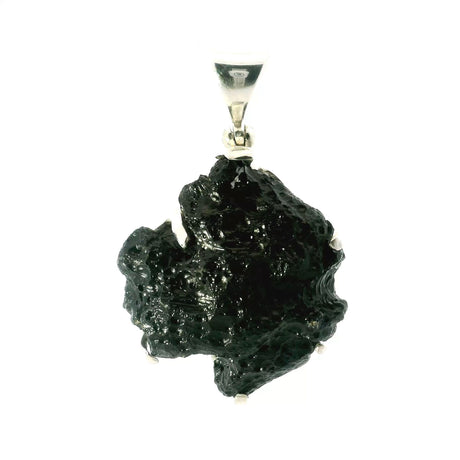 View of Billionite Tektite Pendant - Round Speciman Prong Set in 925 Sterling Silver from Sumatra\/Borneo