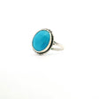 View of New Mexican Turquoise Ring - Faceted Round Bezel Set with Stamped Line Detail & Double Band in 925 Sterling Silver sz7