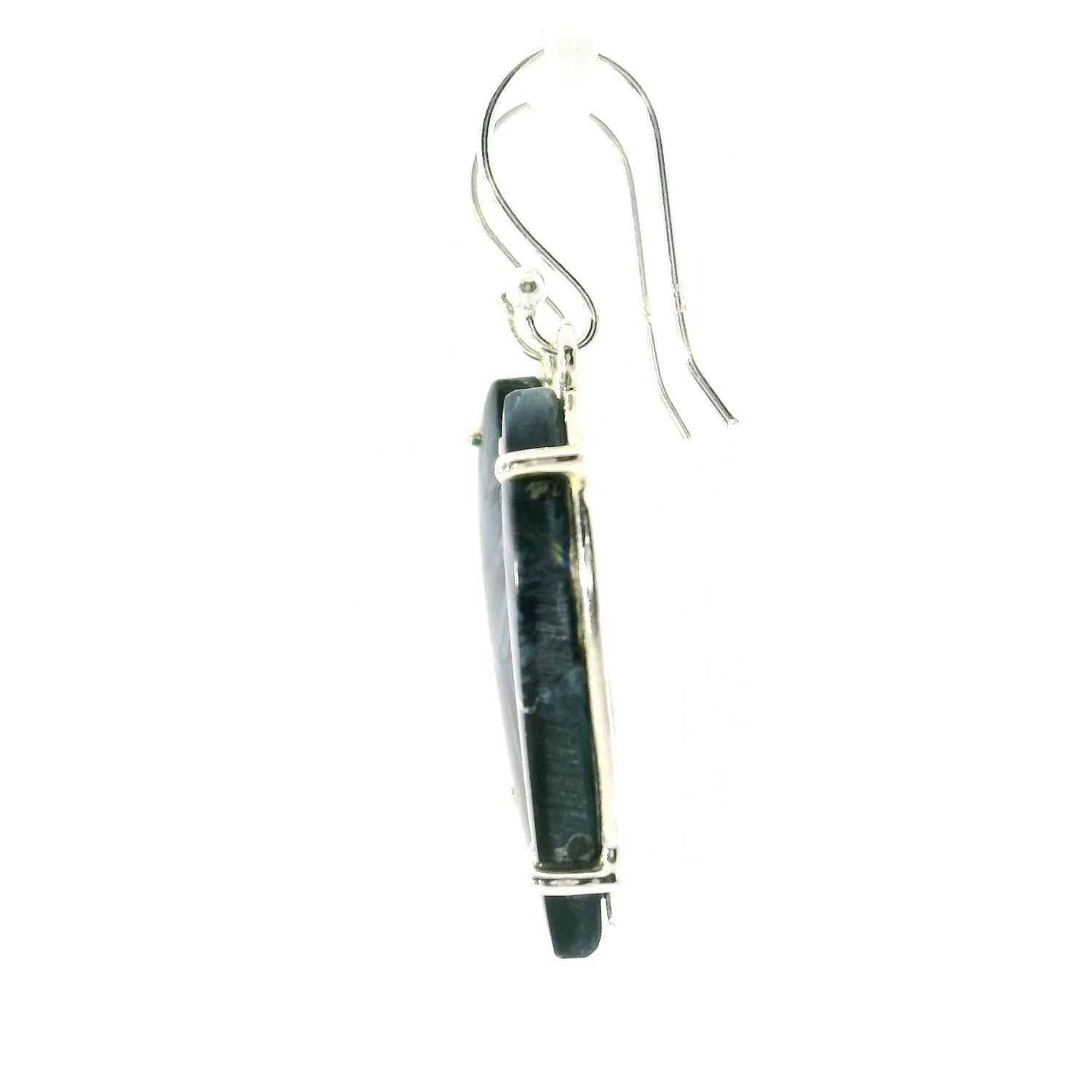 Pietersite Dangle Earrings - S-Shaped Cabochon Prong Set in 925 Sterling Silver