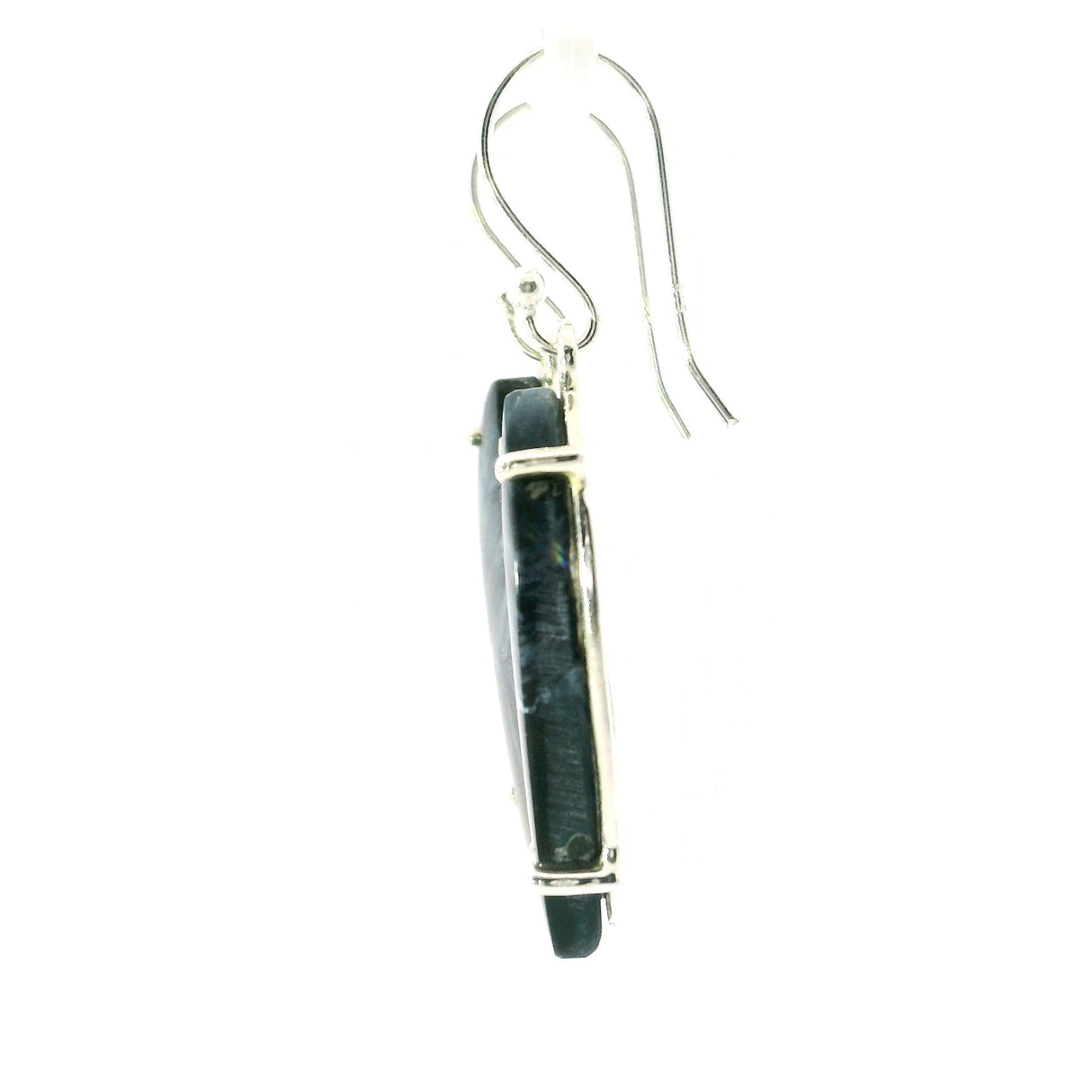 Pietersite Dangle Earrings - S-Shaped Cabochon Prong Set in 925 Sterling Silver