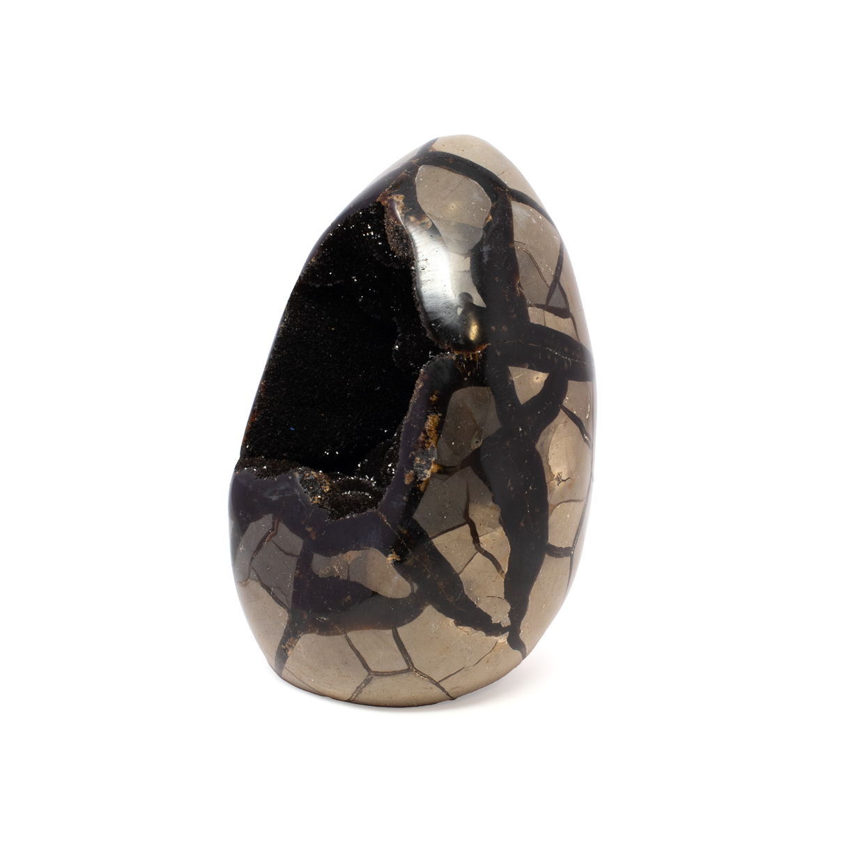 Septarian Druze Geode Freeform Egg with Cut Base from Madagascar