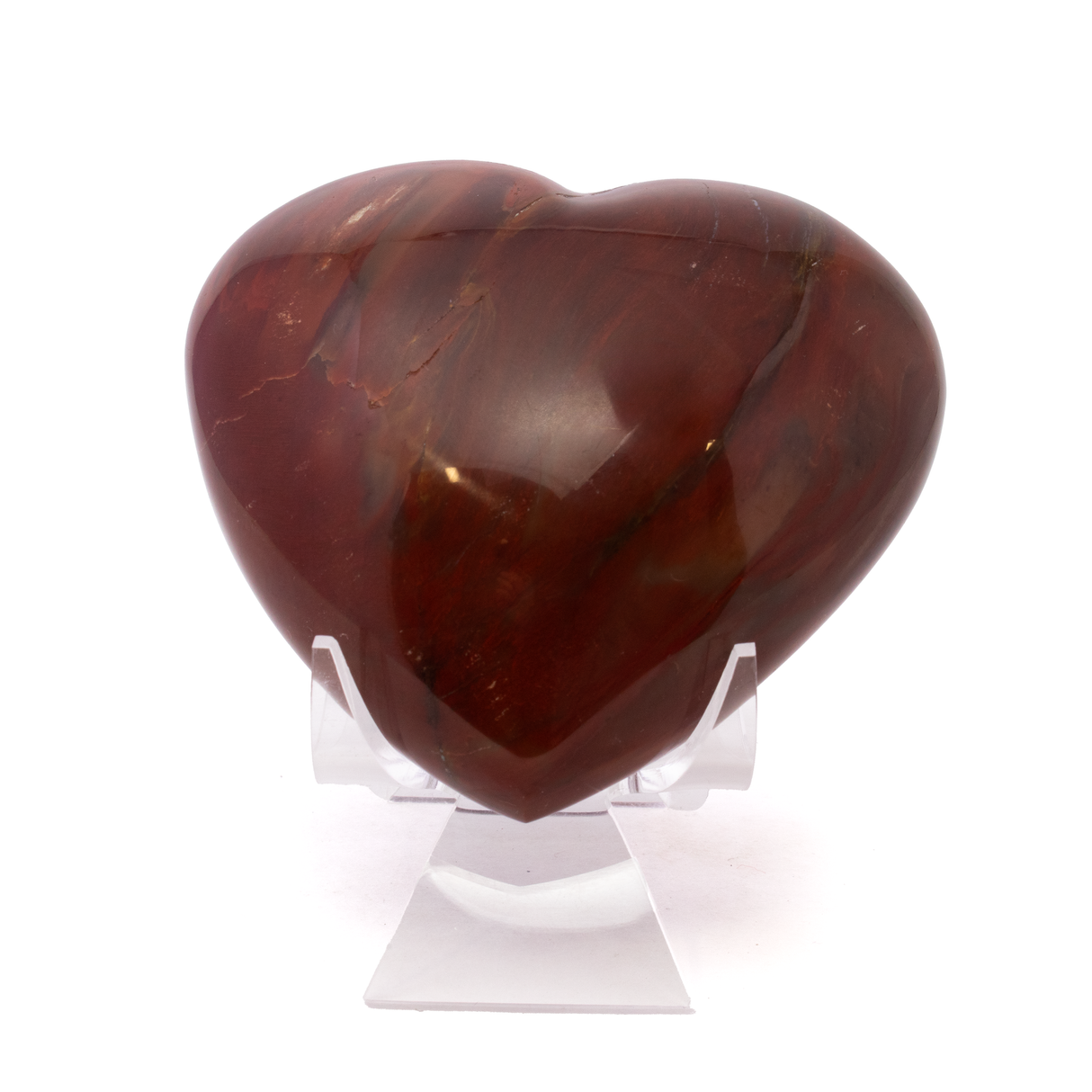 View of Madagascar Petrified Wood Heart with Lucite Stand