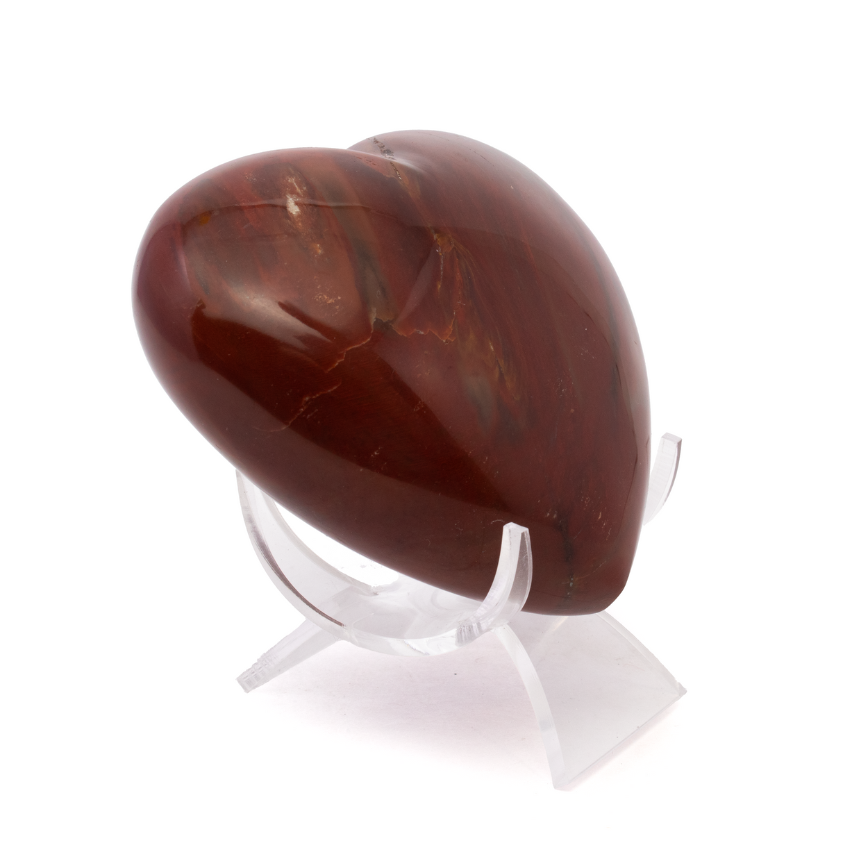 Madagascar Petrified Wood Heart with Lucite Stand