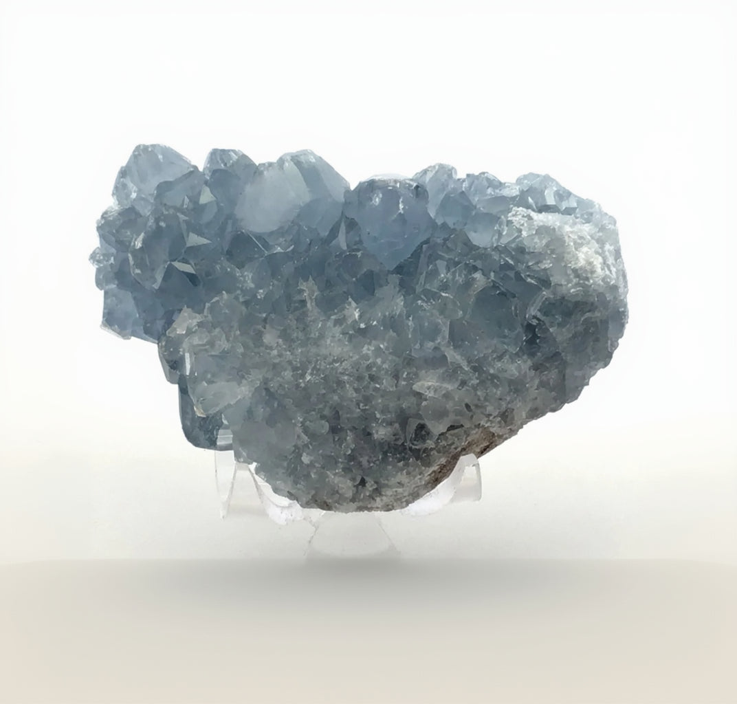 View of Celestine Crystal Specimen from Madagascar with Lucite Stand