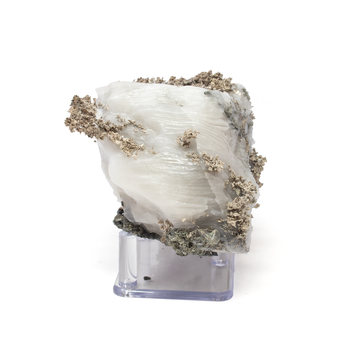 Silver Mineral on Quartz Matrix with Lucite Stand