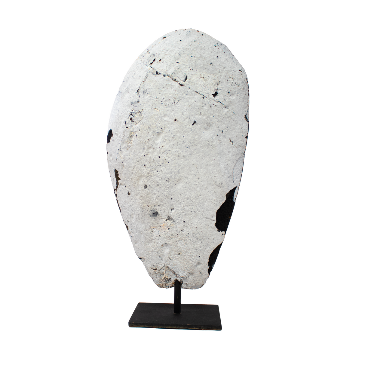 Agate Druze Geode on Post Stand from Brazil with Navy Agate & Dissolved Calcite Crystal Inclusion of Black Druze