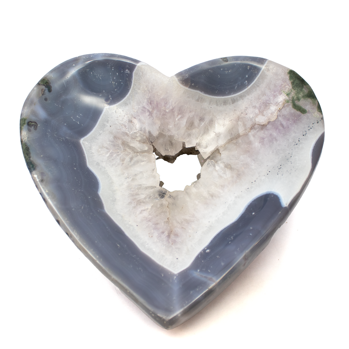 Agate Heart Vessel with Crystal Pocket Ring in Center