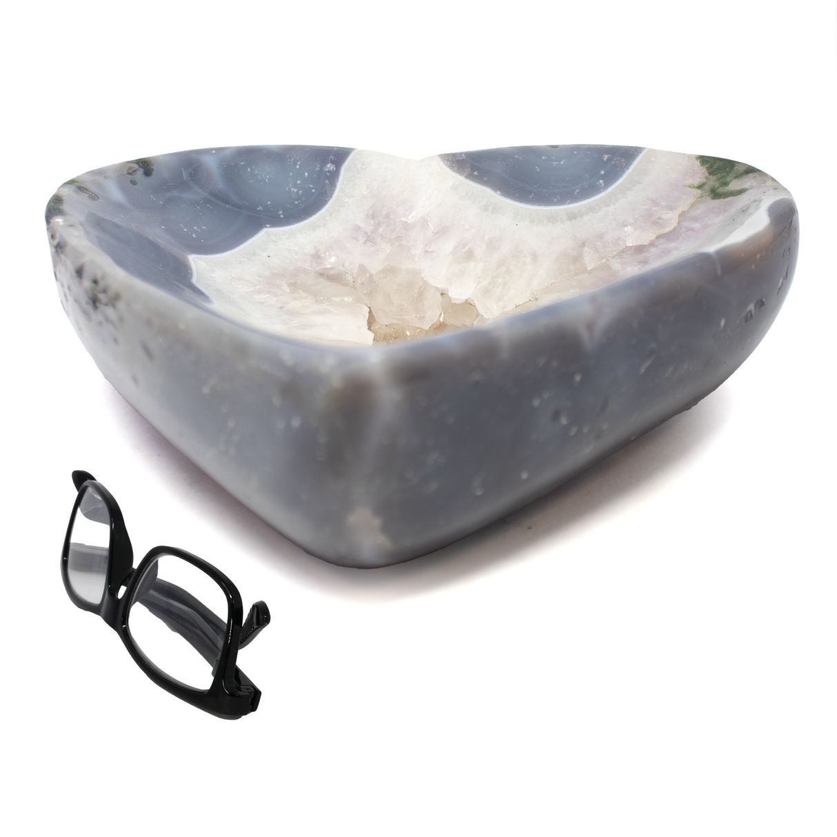 Agate Heart Vessel with Crystal Pocket Ring in Center