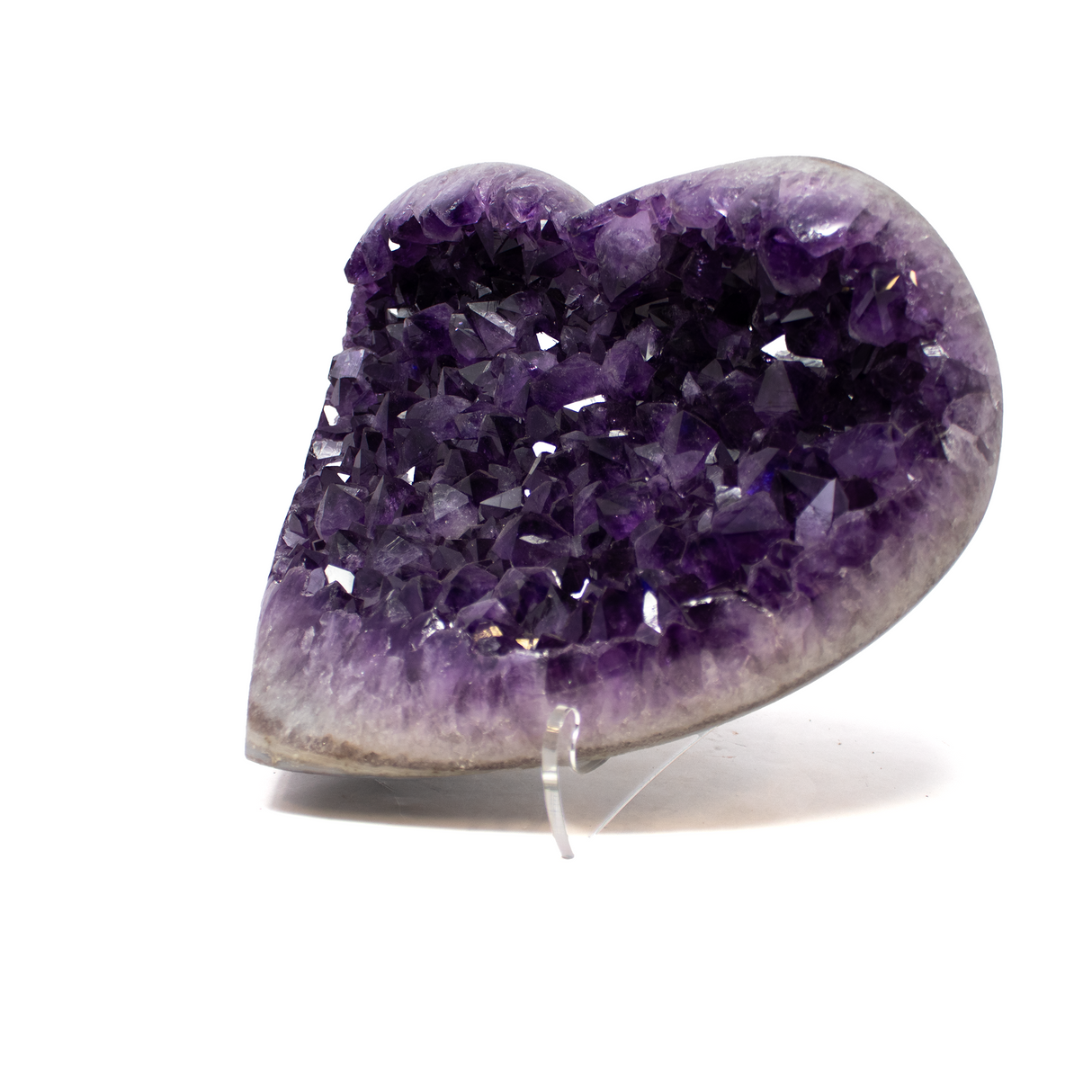 Amethyst Crystal Heart from Brazil on Lucite Stand