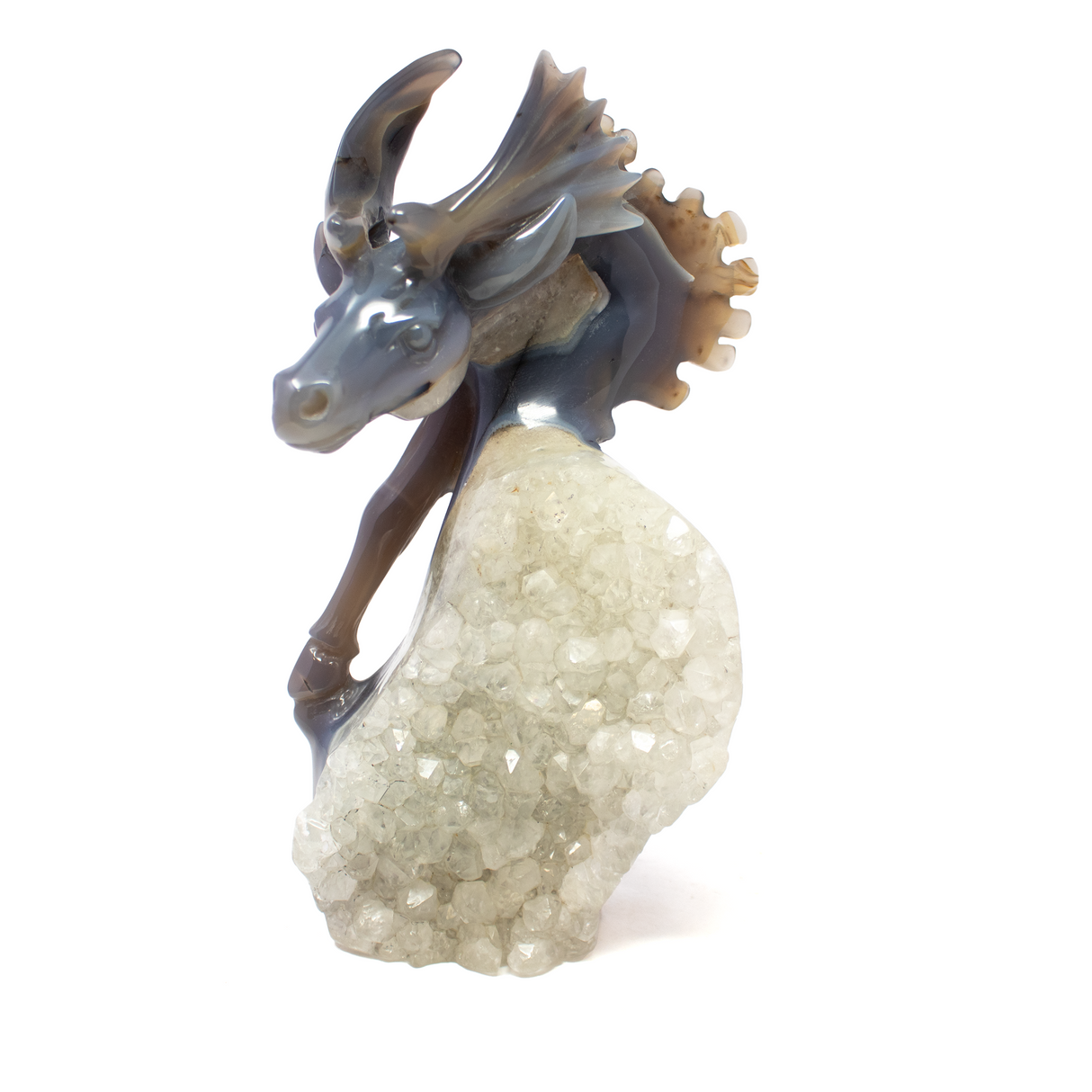 A+ Agate Geode Moose Carving on Natural Geode Base - All One Piece