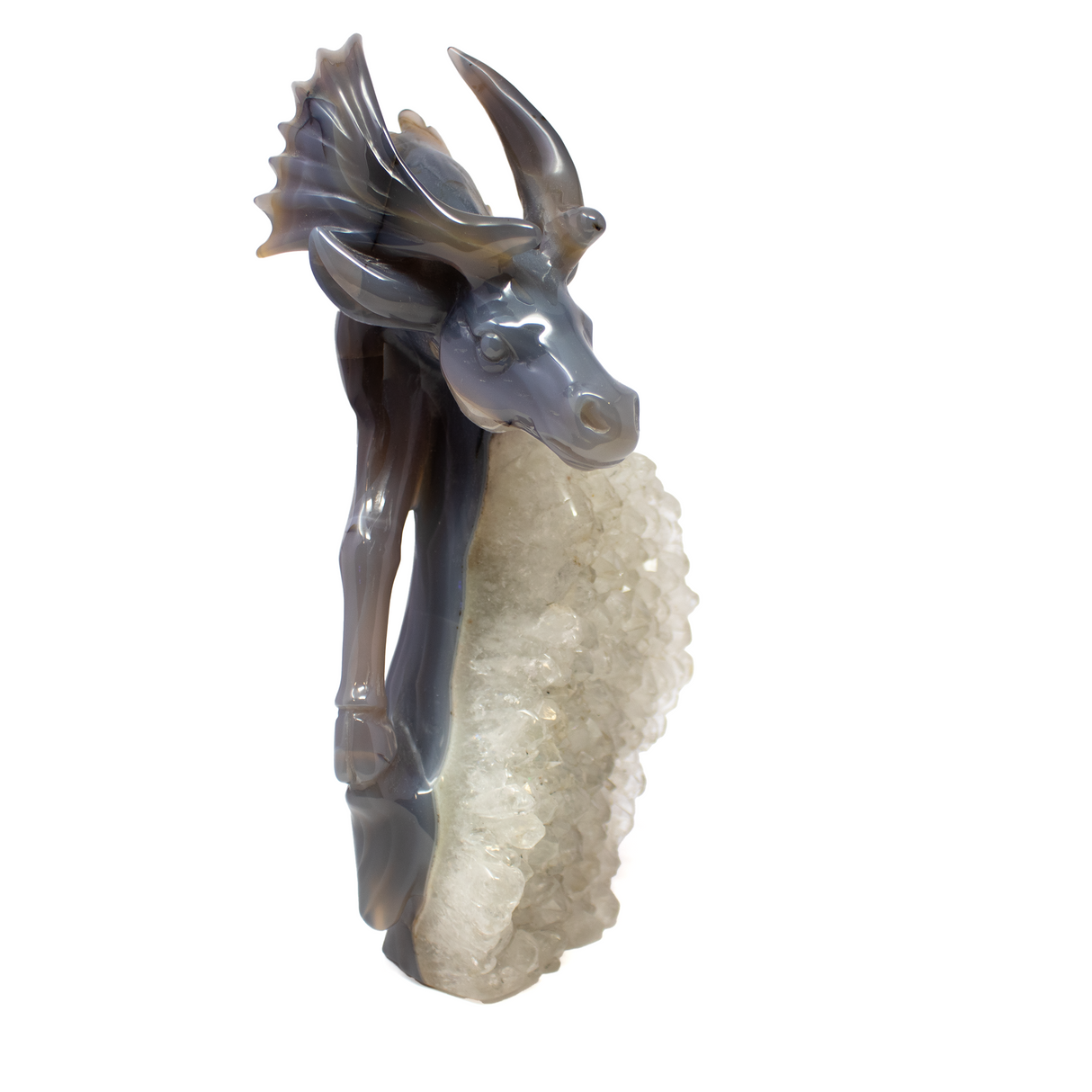 A+ Agate Geode Moose Carving on Natural Geode Base - All One Piece