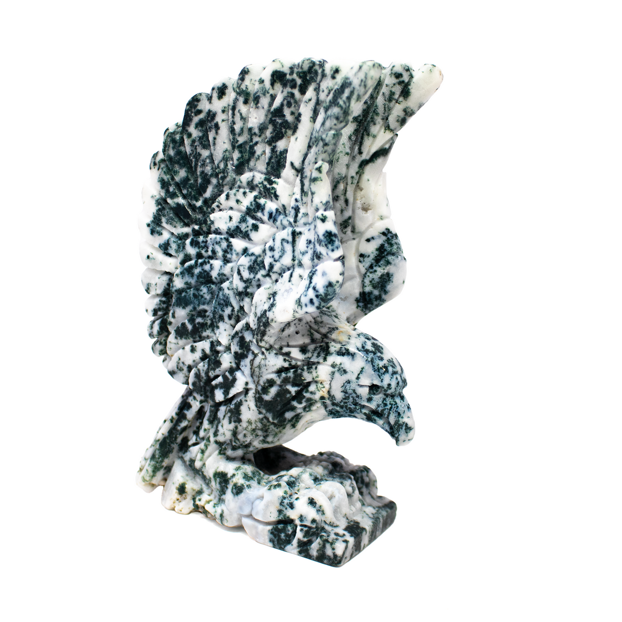 View of Moss Agate Eagle Carving
