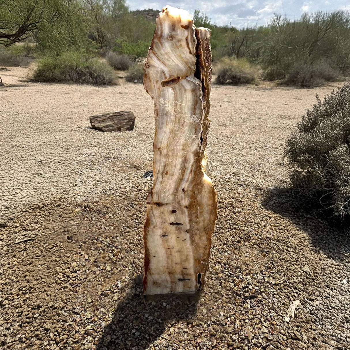 View of Tekkis Onyx Pillar Fountain With 1 Cut Side