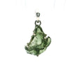 View of Moldavite Pendant - Backwards C Freeform Prong Set in 925 Sterling Silver