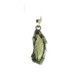 View of Moldavite Pendant - Pointed Rectangle Freeform Prong Set in 925 Sterling Silver