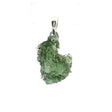 View of Moldavite Pendant - C-Shaped Freeform Prong Set in 925 Sterling Silver