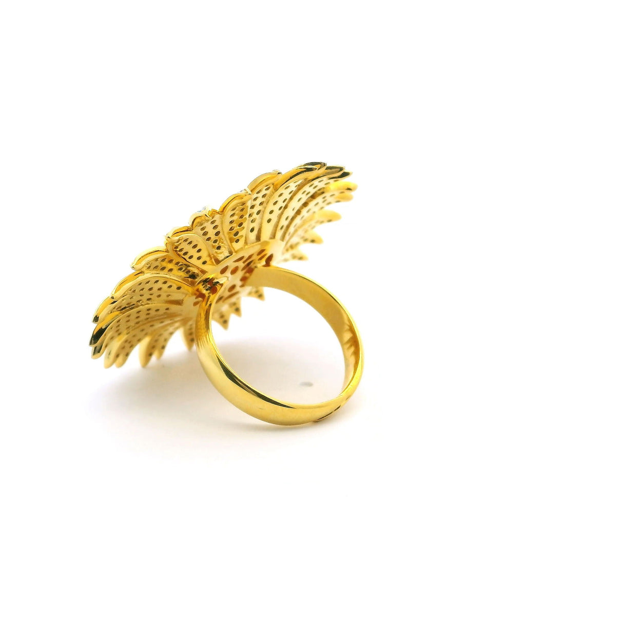 Nanostone Sunflower Ring - Turquoise & Peach Nanostones in Gold Vermeil with 925 Sterling Silver sz6