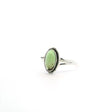 View of Lemon Chrysoprase Ring - Oval Cabochon with Singular Dark Brown Inclusion Bezel Set with Line Detail on Double Band in 925 Sterling Silver sz8