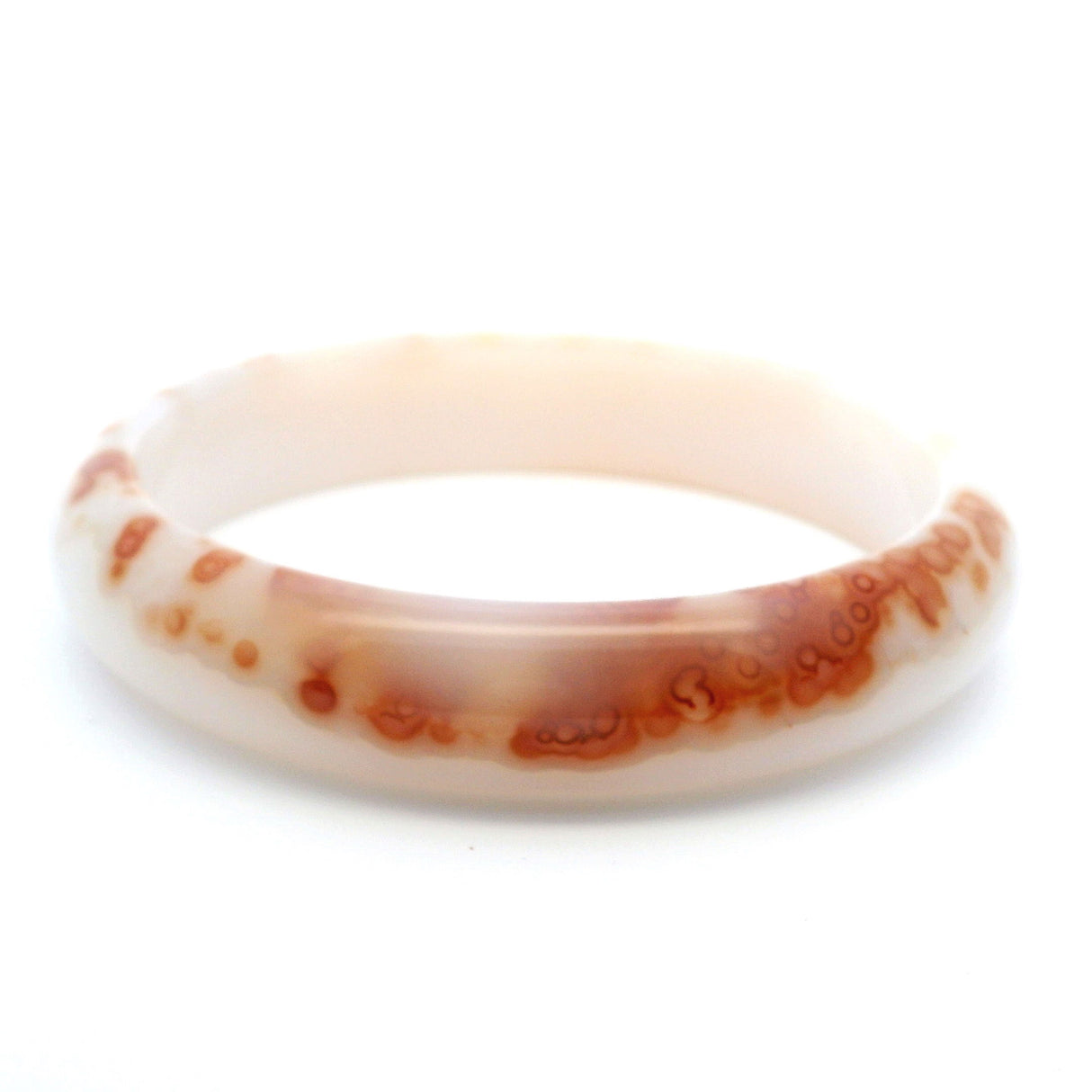 View of Carnelian Bracelet Bangle with Snow White Agate