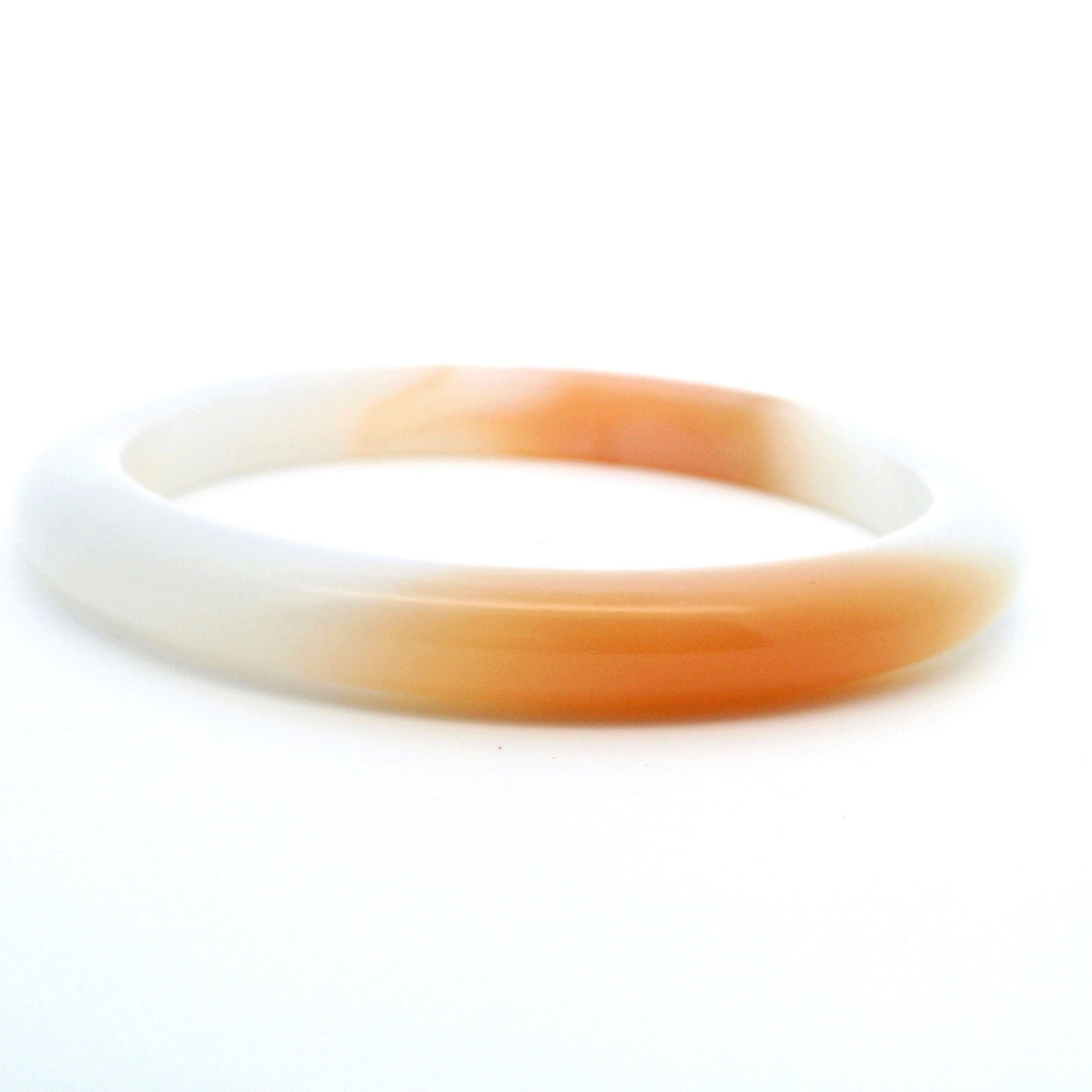 View of Carnelian Bracelet Bangle with Snow White Agate