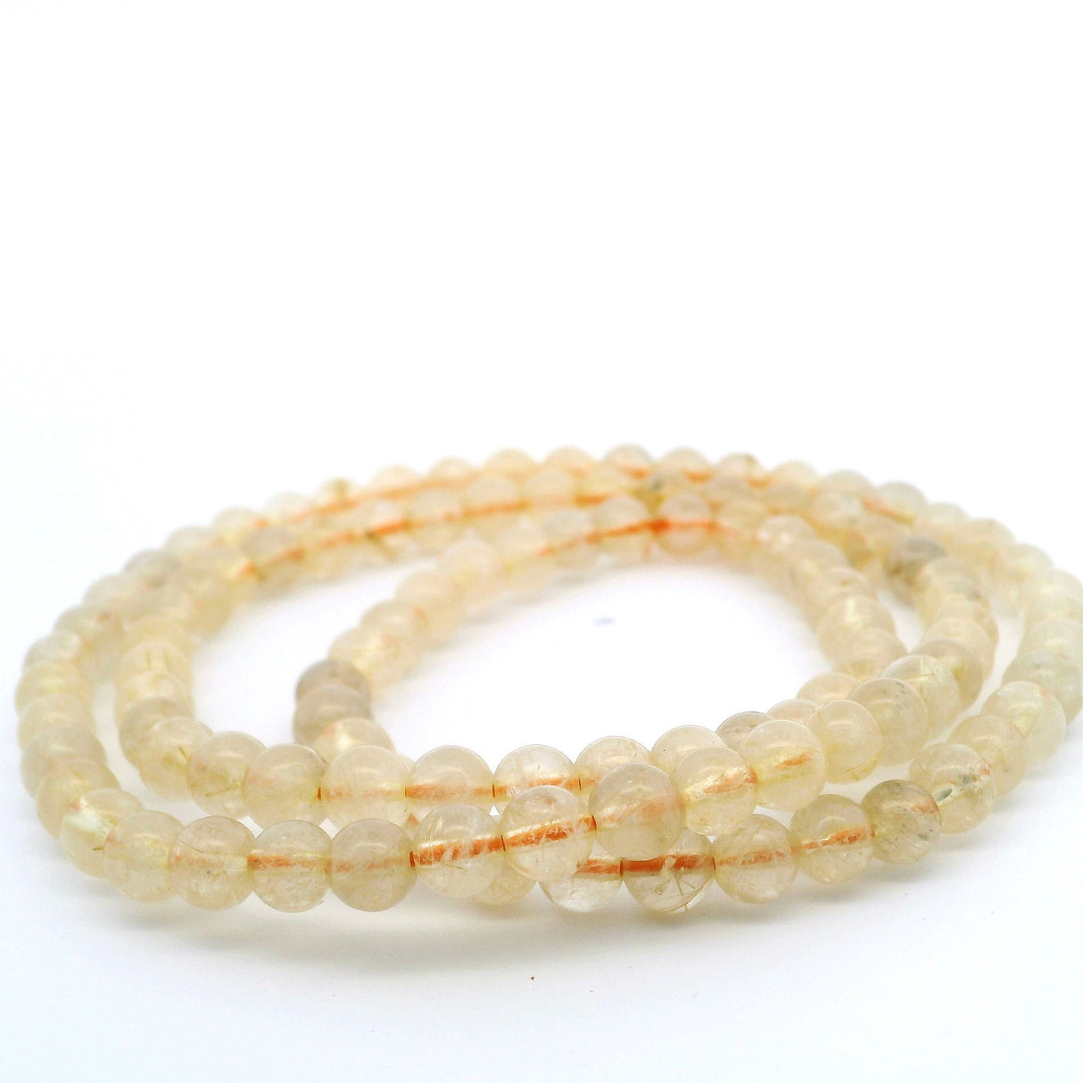View of Golden Rutile Quartz Beaded Necklace - 6mm Rounds