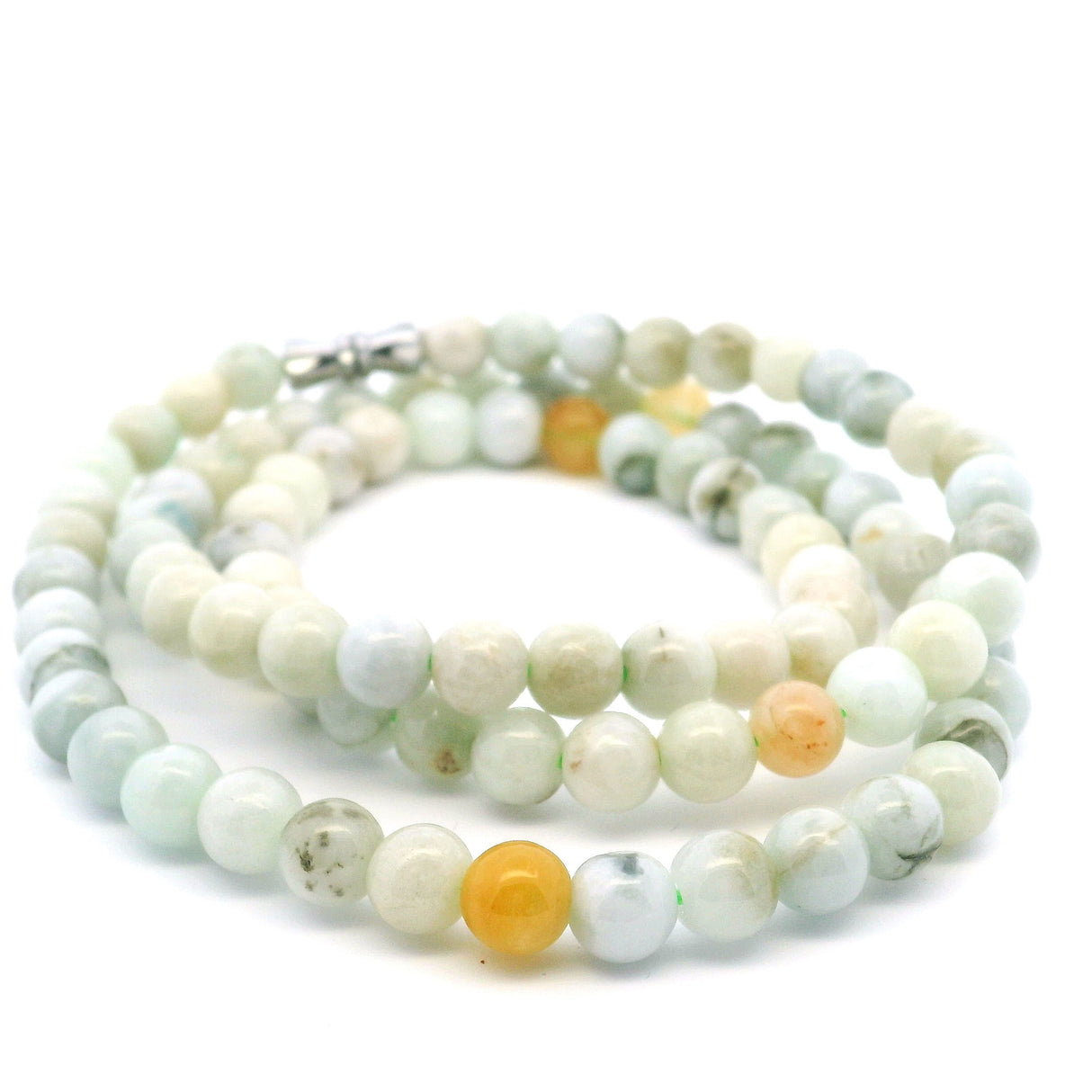 View of Nephrite Jade Beaded Necklace with Twist Closure - 6mm Rounds