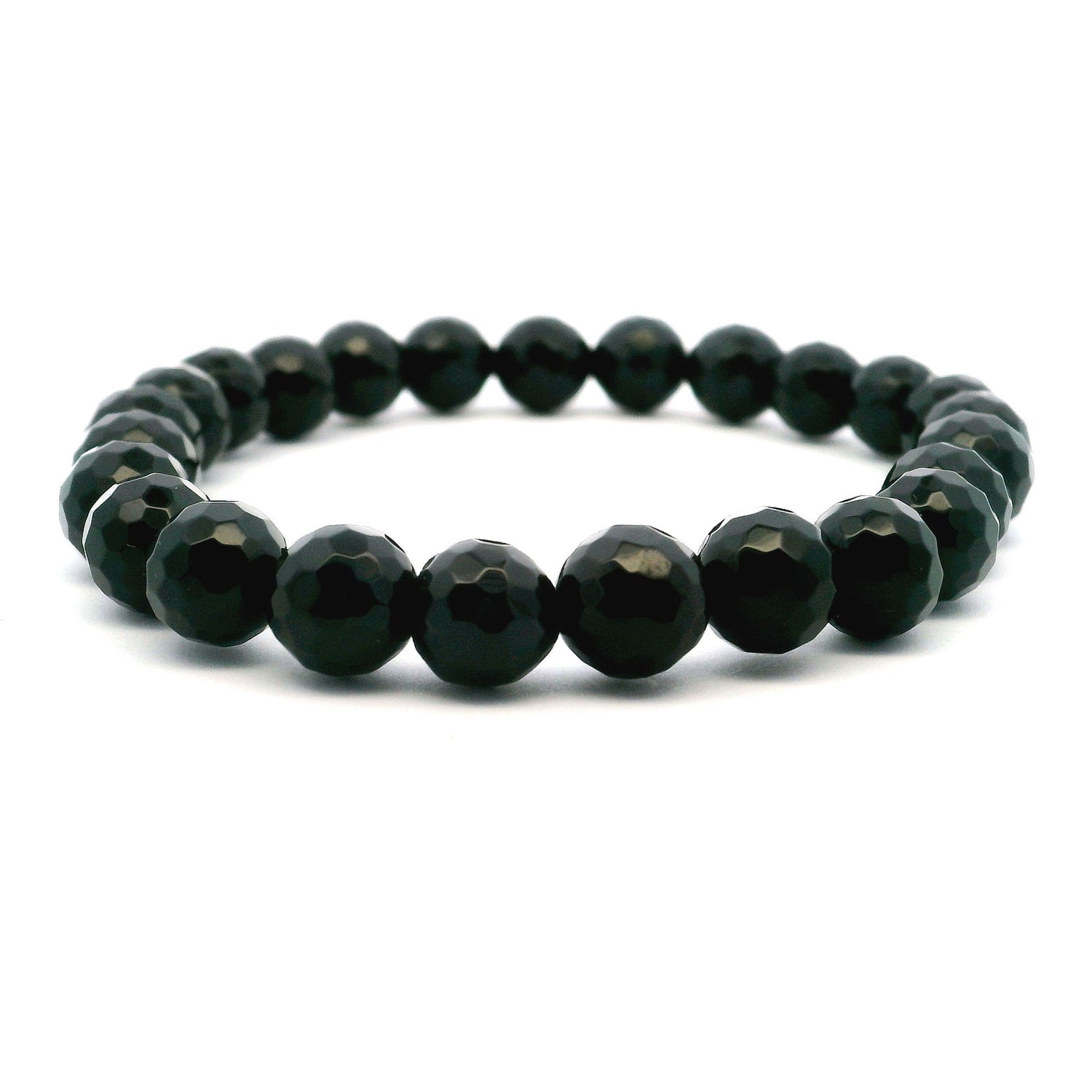 View of Black Onyx Beaded Bracelet - Faceted 8mm