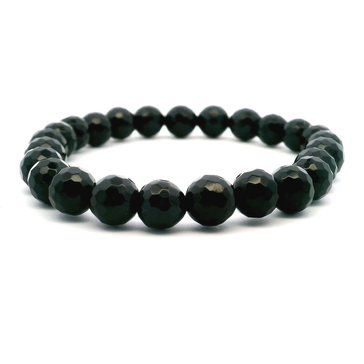 View of Black Onyx Beaded Bracelet - Faceted 8mm