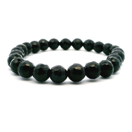 View of Black Onyx Beaded Bracelet - Faceted 8mm