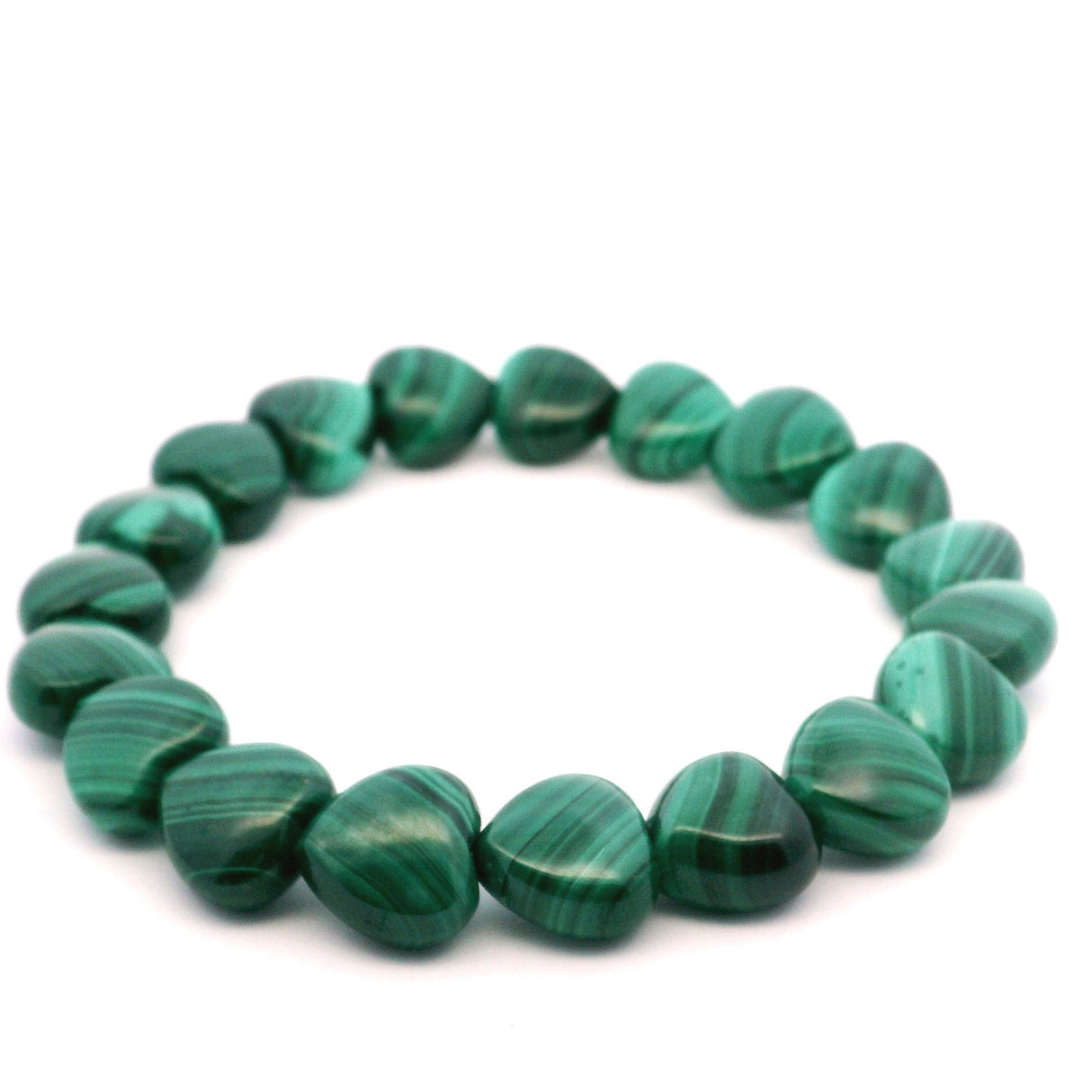 View of Malachite Beaded Bracelet - Heart 10x10