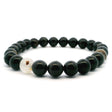 View of Black Tourmaline with Quartz Beaded Bracelet - 8mm Rounds