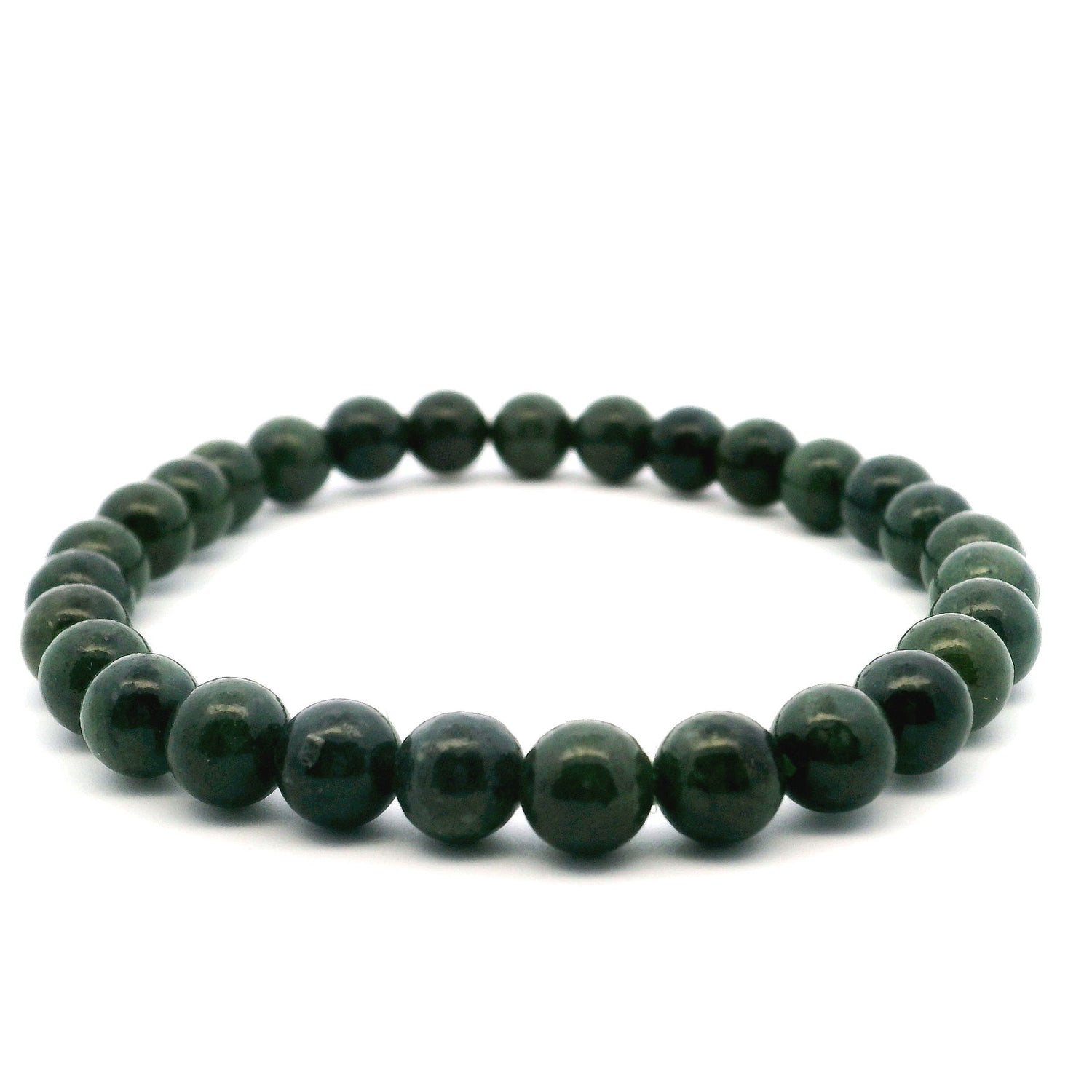 View of Canadaian Nephrite Jade Beaded Bracelet - 6mm-7mm Rounds
