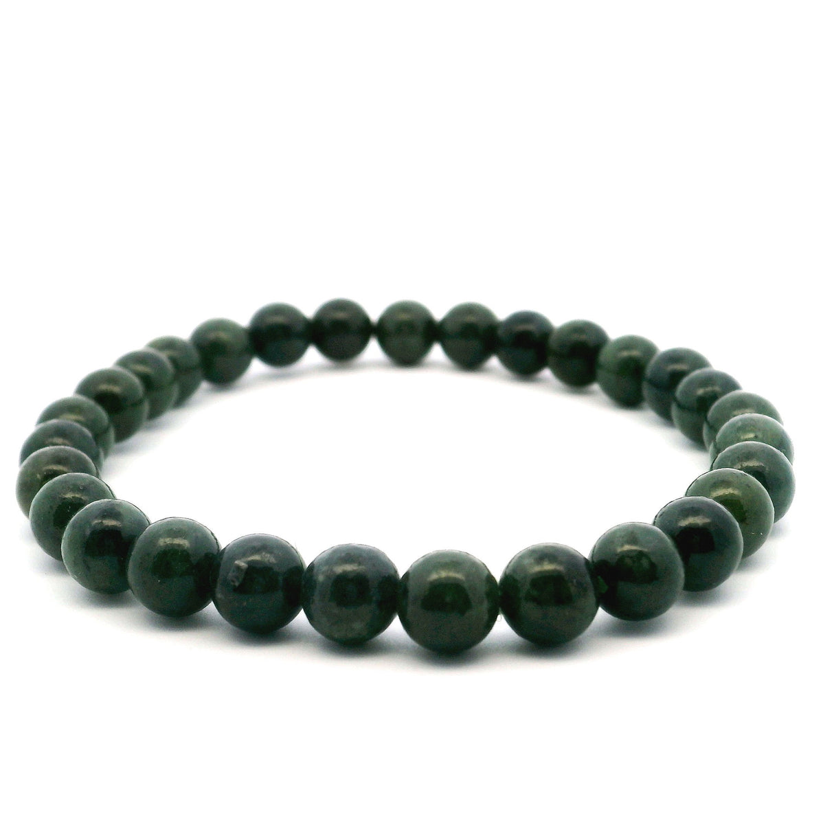 View of Canadaian Nephrite Jade Beaded Bracelet - 6mm-7mm Rounds