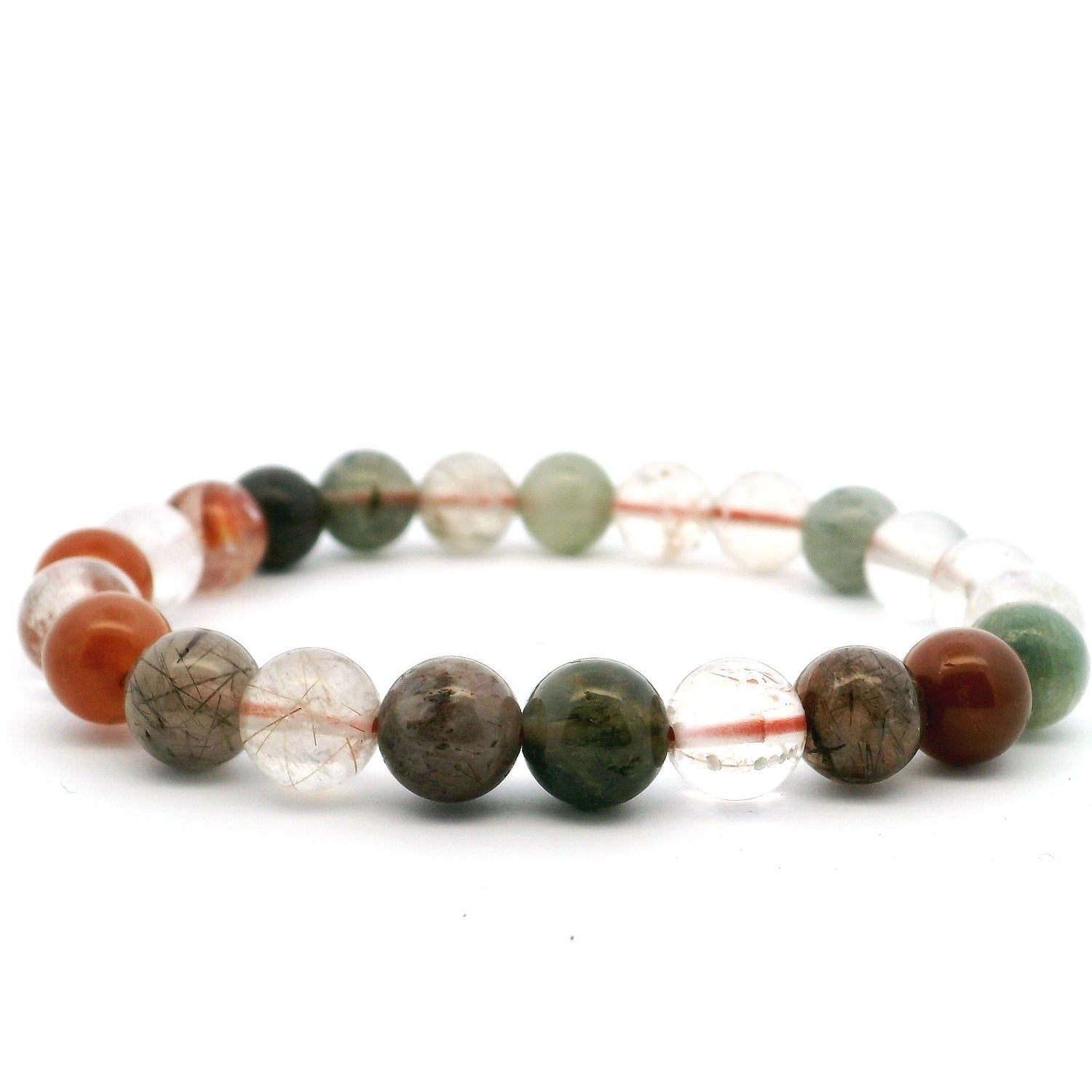 View of Mixed Rutile Quartz Beaded Bracelet - 8mm Rounds