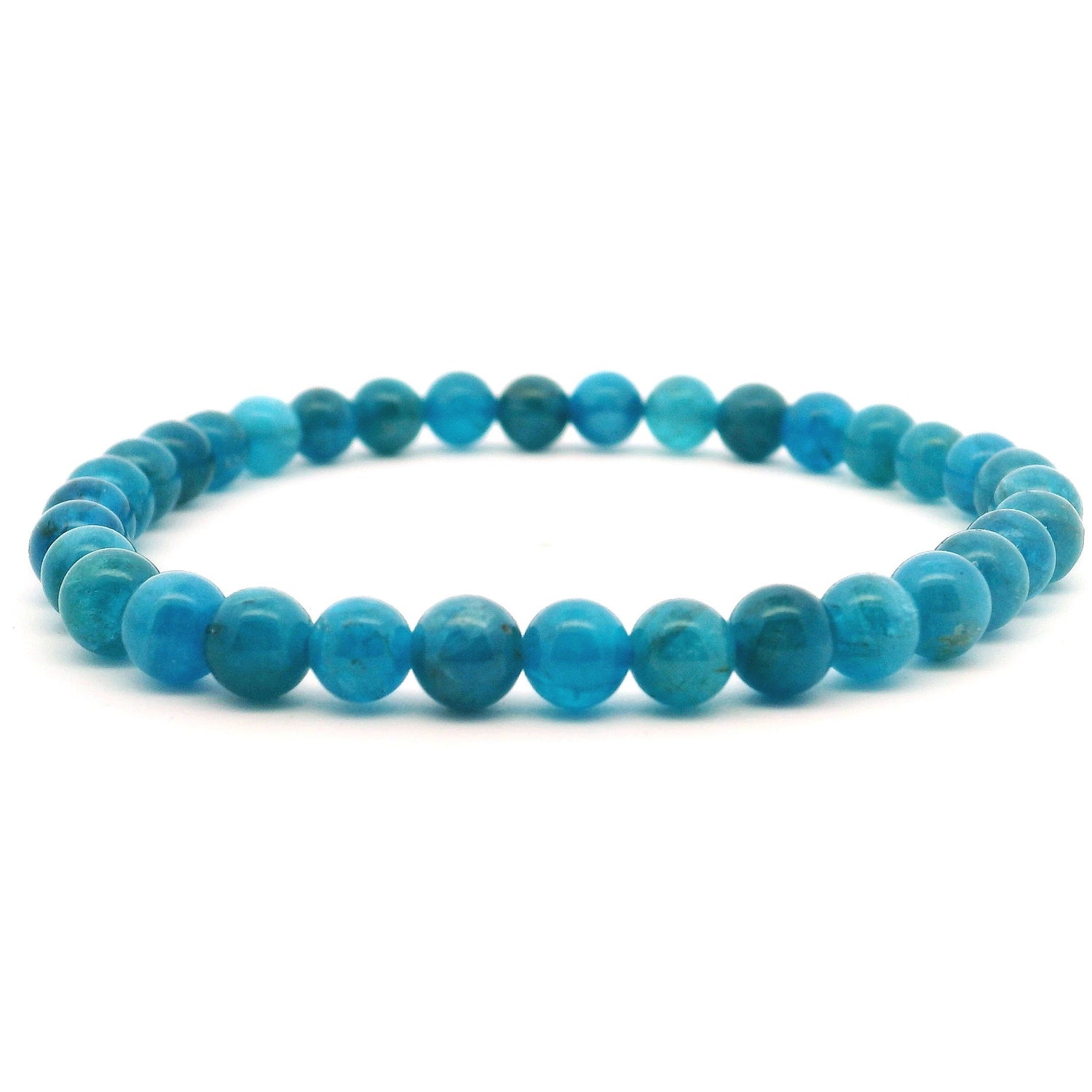 View of Blue Apatite Beaded Bracelet - 6mm