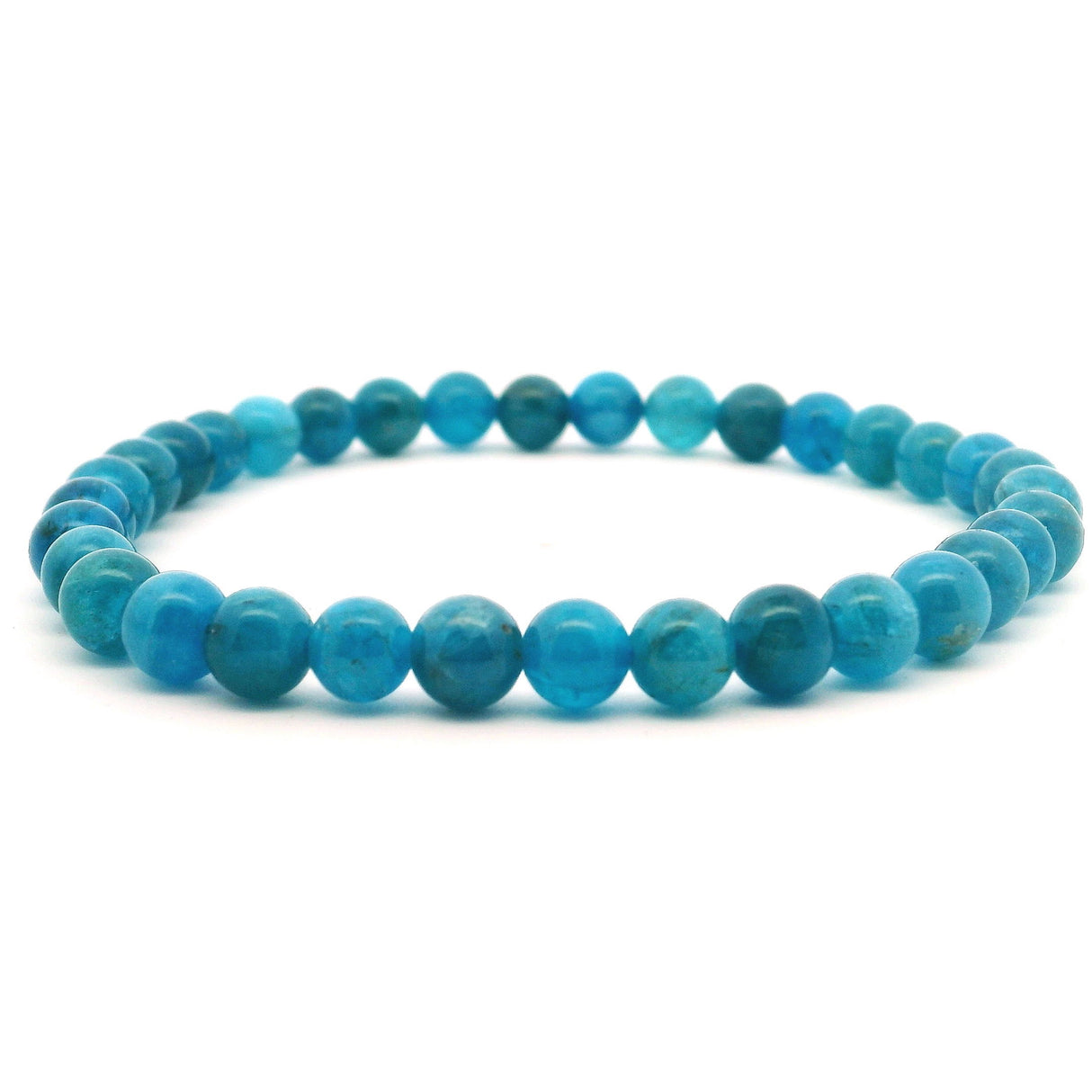 View of Blue Apatite Beaded Bracelet - 6mm